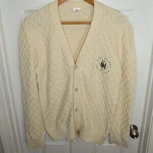 Basil Hayden Small Batch Whiskey Diamond Knit Men's Cardigan Cream Size XL NWOT